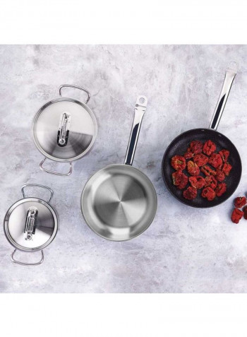 8-Piece Proline Cookware Set Silver 3x Casserole (2, 4, 6.3), 1x Low Casserole - 3.4L