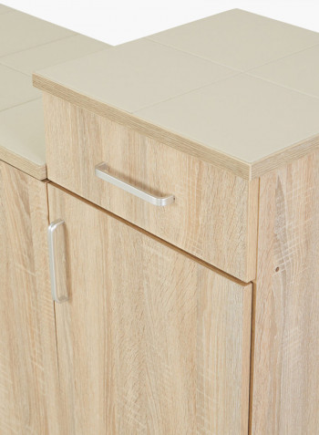 Pantry Tiled Top Kitchen Cabinet With-Drawer Multicolour 120 x 94 x 44centimeter