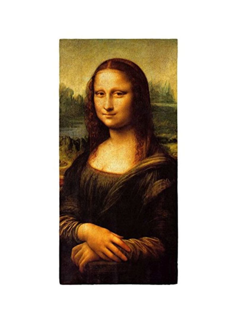 Mona Lisa Printed Beach Towel Brown/Green/Grey 30x60inch