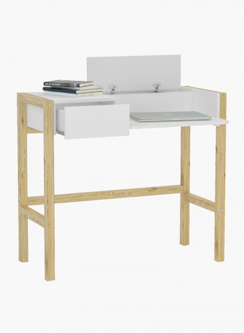 Adler Study Desk White/Beige 98x88x58centimeter