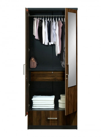 Brisbane 2-Doors Wardrobe With Mirror Brown