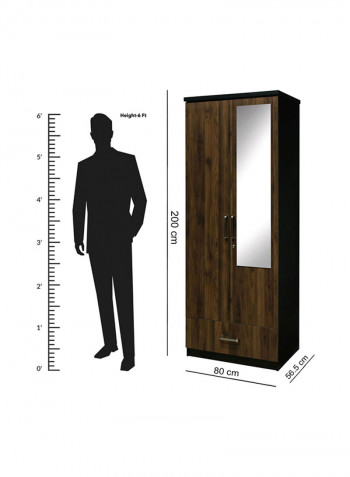 Brisbane 2-Doors Wardrobe With Mirror Brown