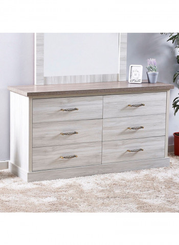 Angelic 6-Drawers Master Dresser Grey 140 x 75 x 51centimeter