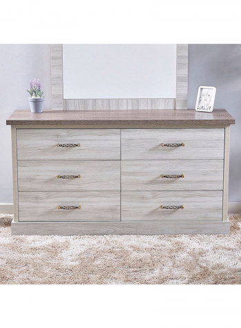 Angelic 6-Drawers Master Dresser Grey 140 x 75 x 51centimeter