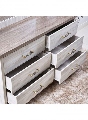 Angelic 6-Drawers Master Dresser Grey 140 x 75 x 51centimeter