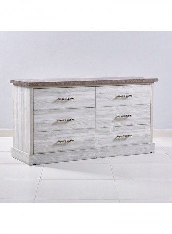 Angelic 6-Drawers Master Dresser Grey 140 x 75 x 51centimeter
