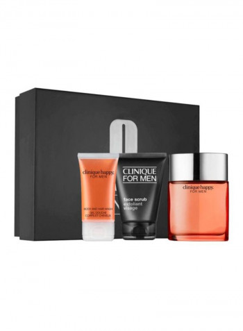طقم هدايا هابي فور هيم مكون من 3 قطع EDC - 100, Body And Hair Wash - 50, Face Scrub - 100مل