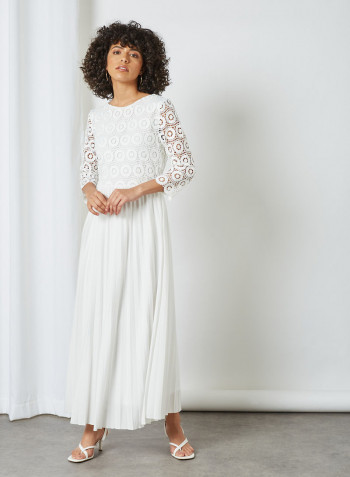 Crochet Bodice Dress White