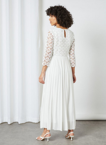 Crochet Bodice Dress White
