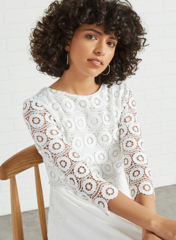 Crochet Bodice Dress White