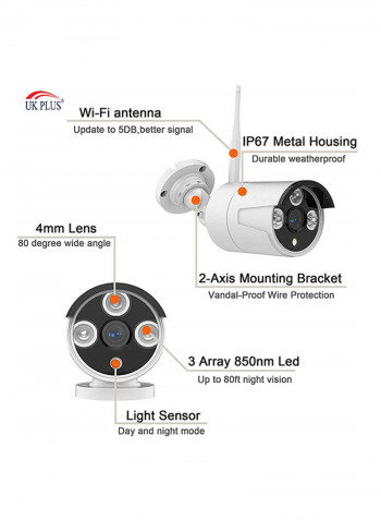 4-Piece Security Recording System HD UK-9604 2MP Wireless Camera Kit