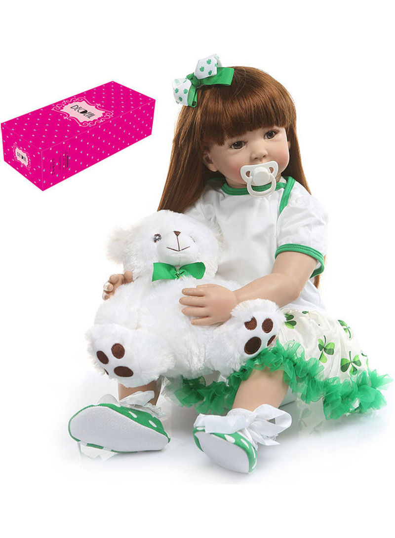 Reborn Baby Doll with Four-leaf Clover Dress 55x15.5x22.5cm