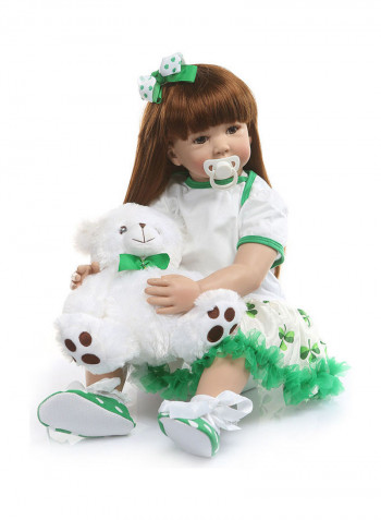 Reborn Baby Doll with Four-leaf Clover Dress 55x15.5x22.5cm
