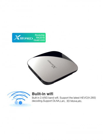 Smart Android 9.0 TV Box With Remote Control X88 PRO Black/Silver