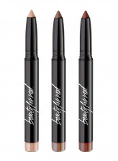3-Piece Waterproof Eyeshadow Stick Set Burgundy/Brown/Champagne