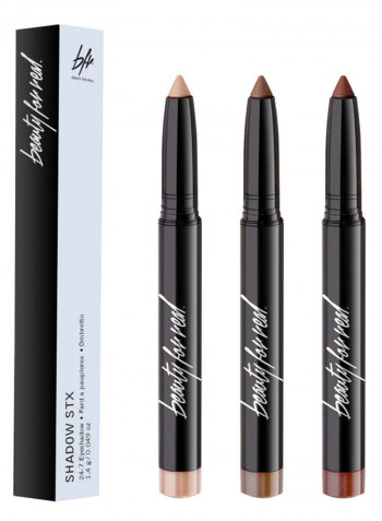3-Piece Waterproof Eyeshadow Stick Set Burgundy/Brown/Champagne