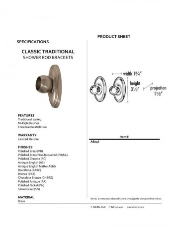Arch Shower Bar Bracket Brown 3.5 x 1 x 1.5inch