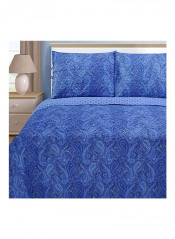 3-Piece Quilt Set Navy Blue Full/Queen