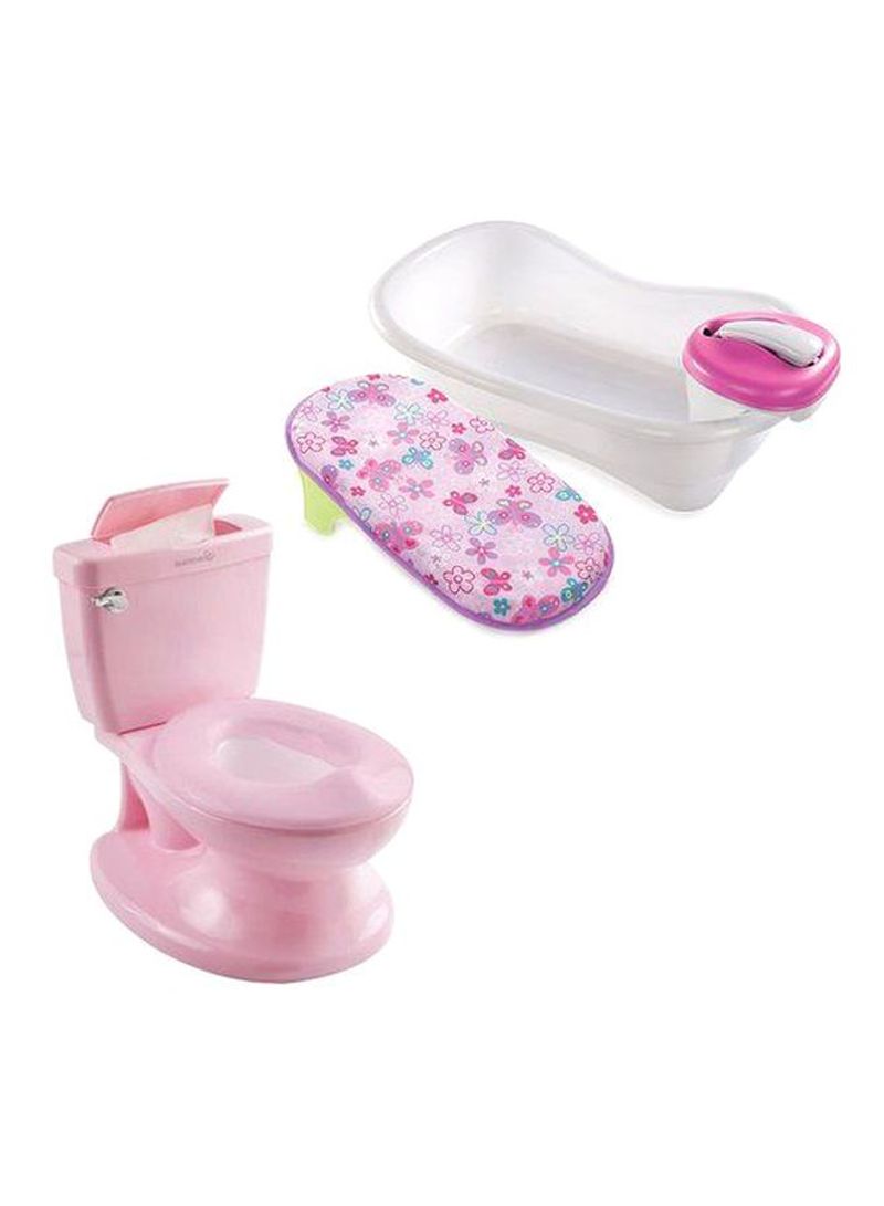 2-Piece Bathtub And Potty Seat Combo Set - White/Pink/Blue