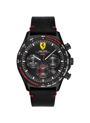 Men's Leather Quartz Chronograph Wrist Watch With Date Display 830712