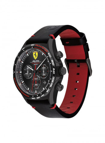 Men's Leather Quartz Chronograph Wrist Watch With Date Display 830712