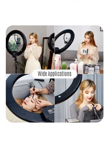 LED Ring Light Dual USB Charging Port with Tripod Stand and Carry Bag White/Black