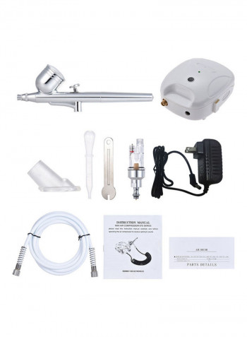 Professional Multi-Purpose Basic Airbrush Air Compressor System Kit White