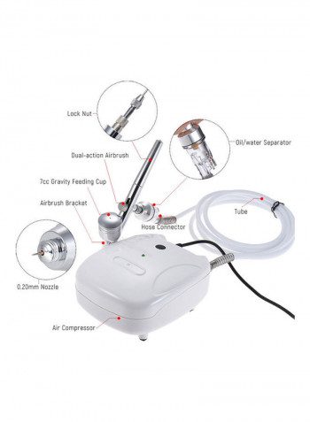 Professional Multi-Purpose Basic Airbrush Air Compressor System Kit White