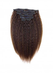 Pack Of 7 Long Curly Hair Extensions Brown 12inch