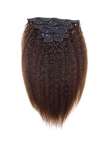 Pack Of 7 Long Curly Hair Extensions Brown 12inch