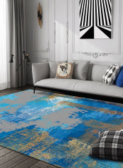 Modern Fresh Painting Living Room Soft Bedroom Non-Skid Carpet Blue 120*160(W*L)cmcm