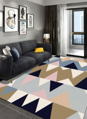 Bedroom Rug Simple Geometric Pattern Washable Living Room Carpet Pink 80*180 (W*L)cmcm