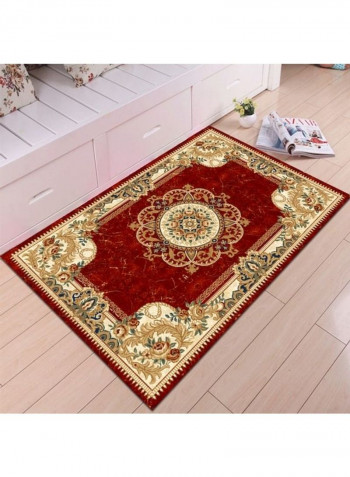 Floral Non-Skid Decorative Rug Red/Yellow 80x180cm