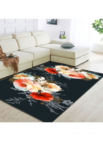 Flower Pattern Non-Skid Rectangular Carpet Multicolour 120x160cm