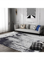 Simple Abstract Patterned Soft Living Room Floor Rug Black/Grey 80x180cm