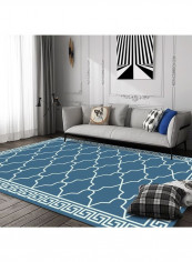 Nordic Style Colors Patching Anti-Skid Floor Rug Blue/White 80x180cm