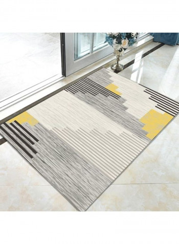 Rectangular Modern Simple Style Non-Skid Floor Rug Grey/Black/Yellow 80x180cm