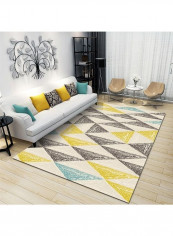 Rectangular Non-Skid Carpet Yellow/Beige/Black 80x180cm