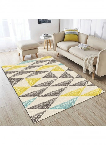 Rectangular Non-Skid Carpet Yellow/Beige/Black 80x180cm