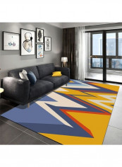 Simple Geometric Pattern Colorblock Carpet Multicolour 120x160cm