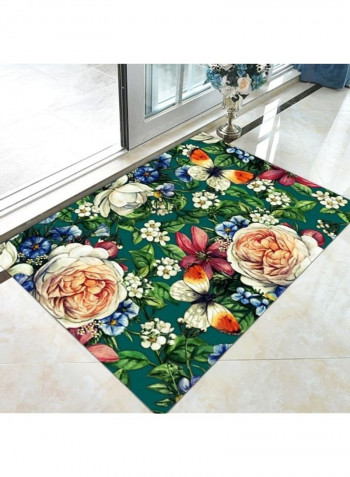 Floral Printed Non-Skid Floor Mat Multicolour 80x180cm