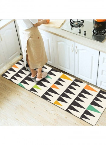 Geometric Pattern Printed Non-Skid Rug White/Black/Green 120x160cm