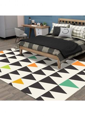 Geometric Pattern Printed Non-Skid Rug White/Black/Green 120x160cm