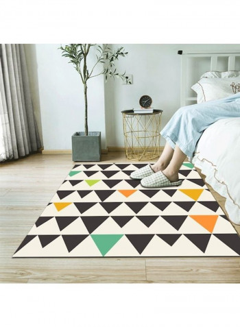 Geometric Pattern Printed Non-Skid Rug White/Black/Green 120x160cm