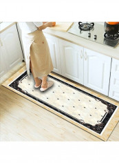 Modern Simple Style Non-Skid  Washable Rug Black/White/Gold 80 x 180cm