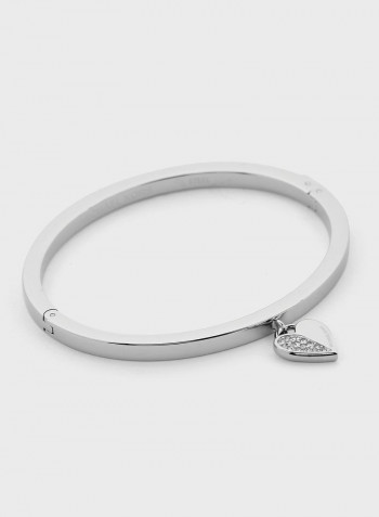 Heart Charm Bangle and Stud Earrings Set