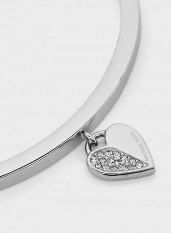Heart Charm Bangle and Stud Earrings Set