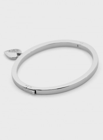 Heart Charm Bangle and Stud Earrings Set
