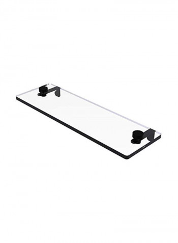 Vanity Beveled Edges Glass Shelf Clear/Matte Black 16inch