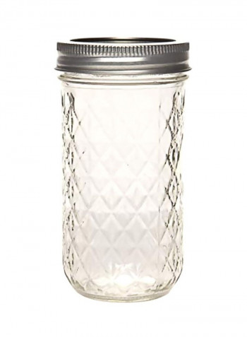 12-Piece Quilted Jelly Jars with Lids and Bands Clear/Silver